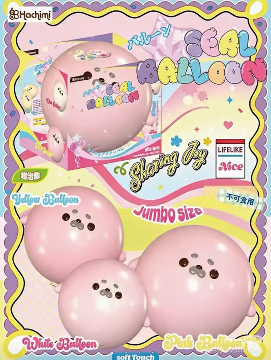 Pink Hachimi Seal Balloon Squishy